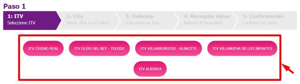 Cita Grupo cerQuo ITV Seleccionar estacion ITV