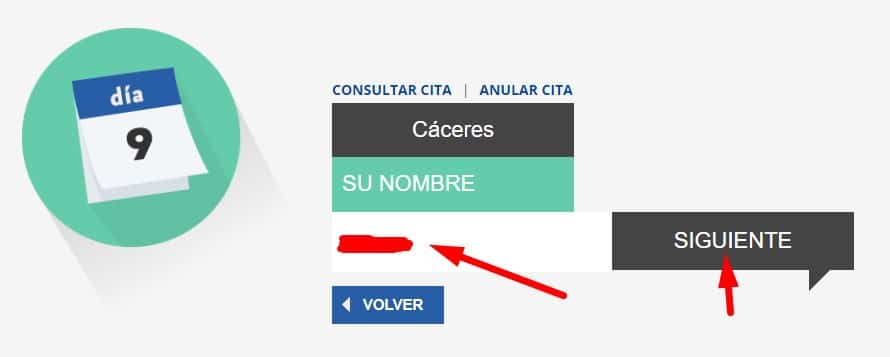 Cita Junta de Extremadura ITV Nombre 1