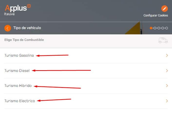 Cita Previa Applus Iteuve Tipo de combustible