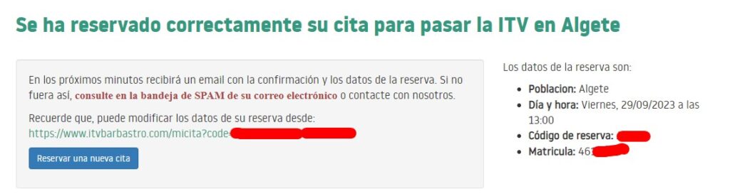 Cita Previa ITV Barbastro cita correcta
