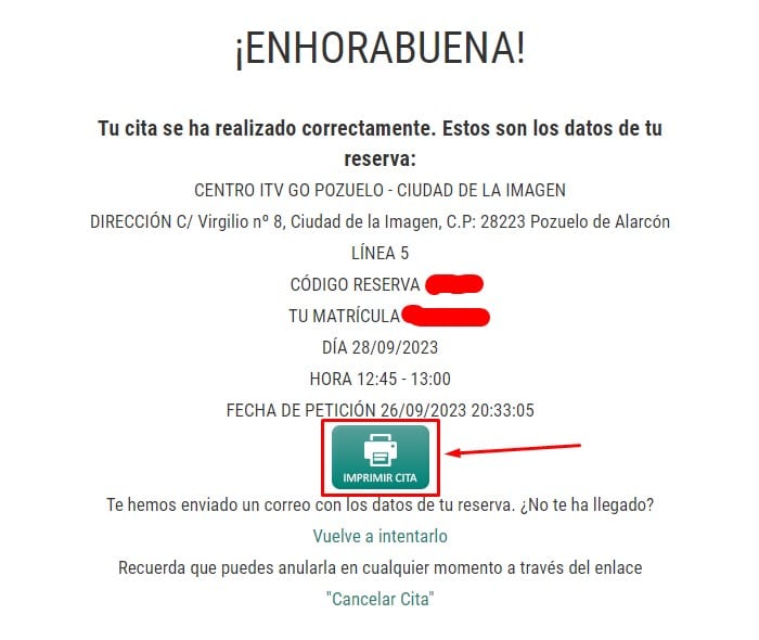 Cita Previa ITV GO Imprimir cita