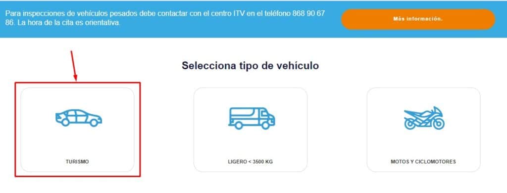 Cita Previa ITV Red Itevelesa Seleccionar tipo de vehiculo
