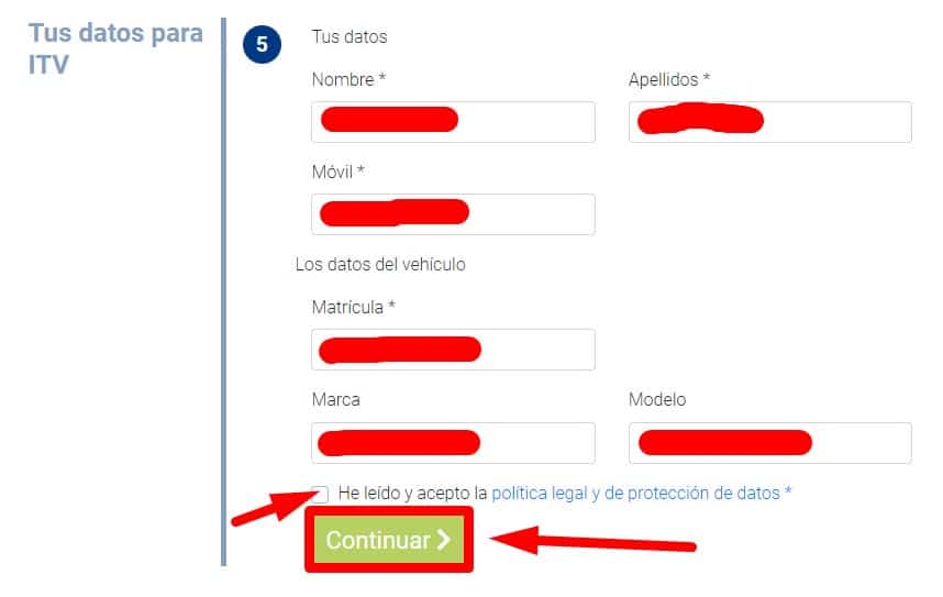 Cita Previa ITV Revisiones de Navarra Datos personales