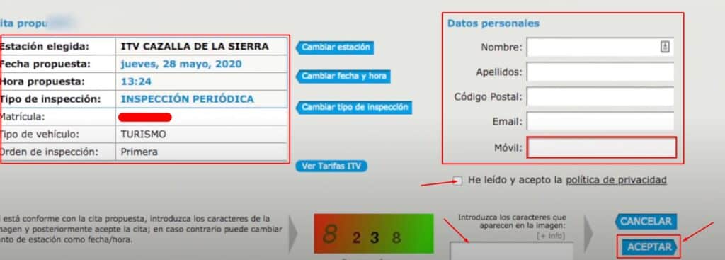 Cita Previa ITV Veiasa Datos personales