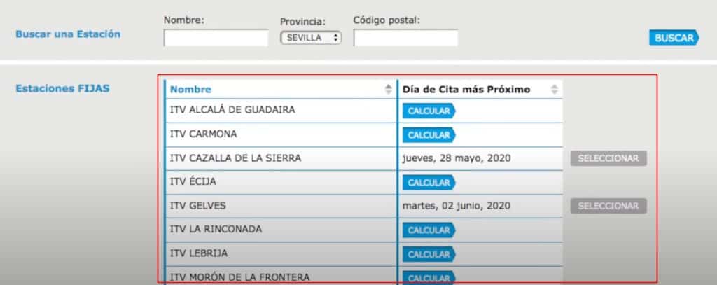 Cita Previa ITV Veiasa Seleccionar estacion