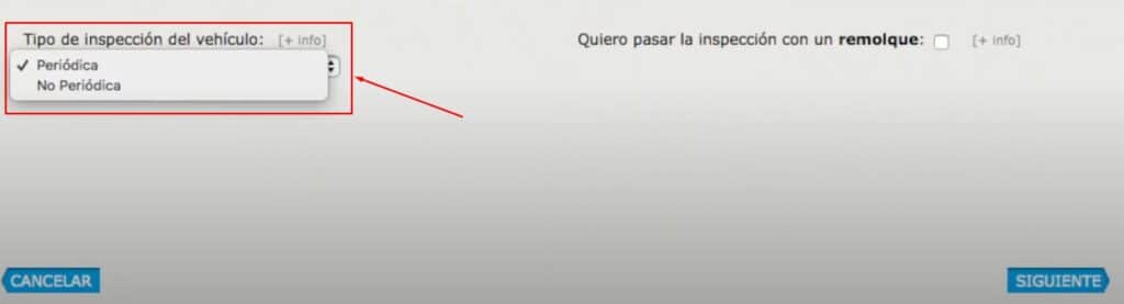 Cita Previa ITV Veiasa Solicitar tipo de inspeccion