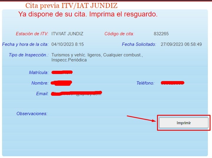 Cita Previa Itasua Imprimir resguardo