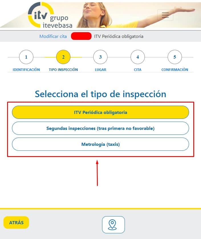Cita Previa Itevebasa Tipo de inspeccion