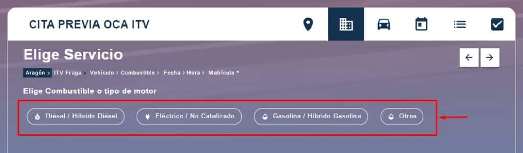 Cita Previa OCA ITV Elige combustible