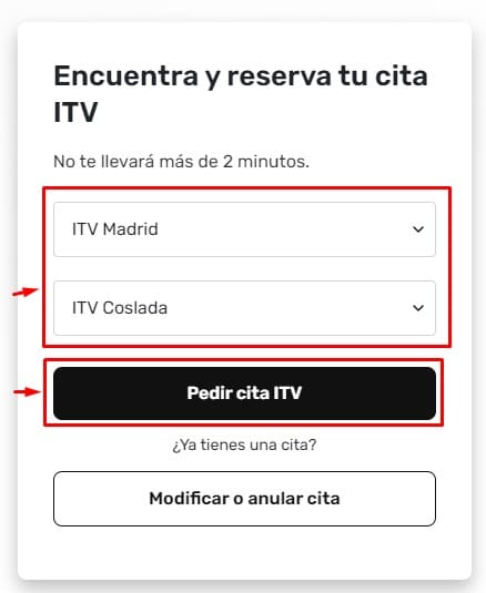 Cita Previa SGS ITV Selecciona la estacion ITV