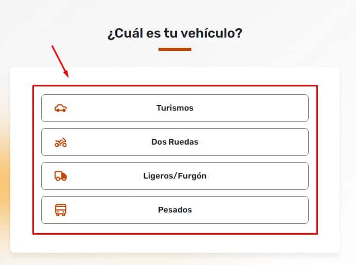 Cita Previa SGS ITV Tipo de vehiculo
