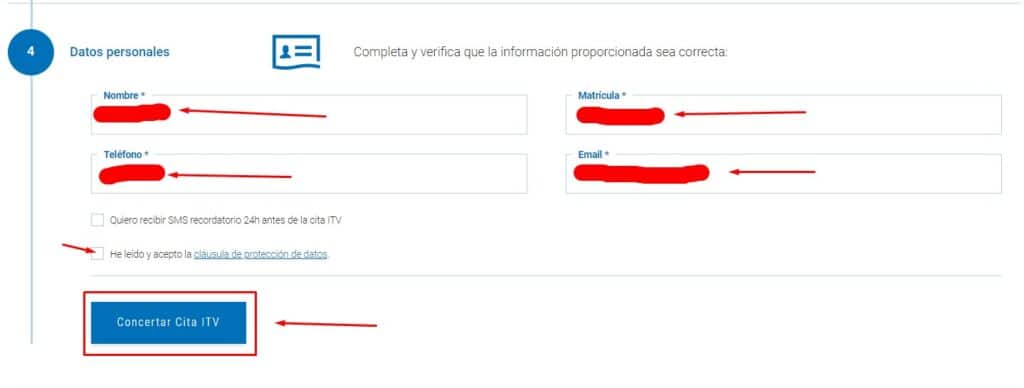 Cita Previa TUV Rheinland Datos personales