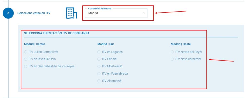 Cita Previa TUV Rheinland Selecciona estacion ITV