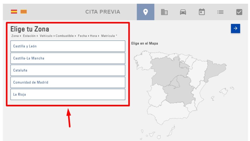 Cita Previa TUV SUD Elige tu zona