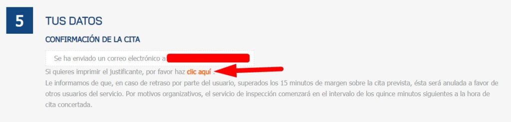 Cita Previa SYC ITV Cita confirmada