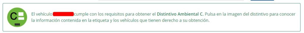 Distintivo obtenido de la DGT